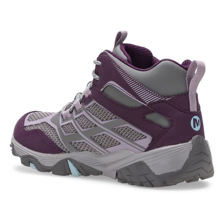 Basket Merrell Moab FST Mid Waterproof Grise/Violette Enfant | B.U.ROIM